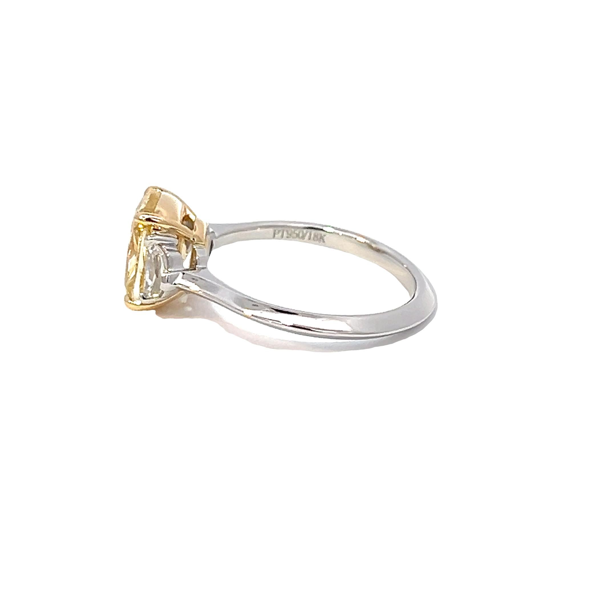 2.85CT Total Weight Fancy Intense Yellow Diamond Ring, GIA Cert For Sale 1