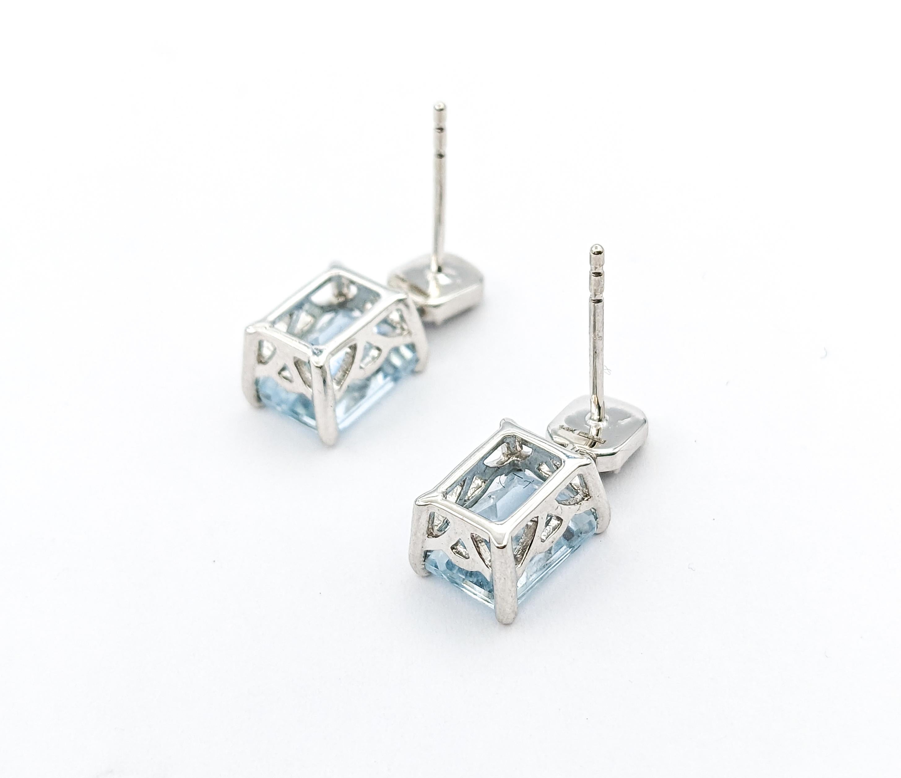 2.85ctw Aquamarine & Diamond Drop Earrings In White Gold 2