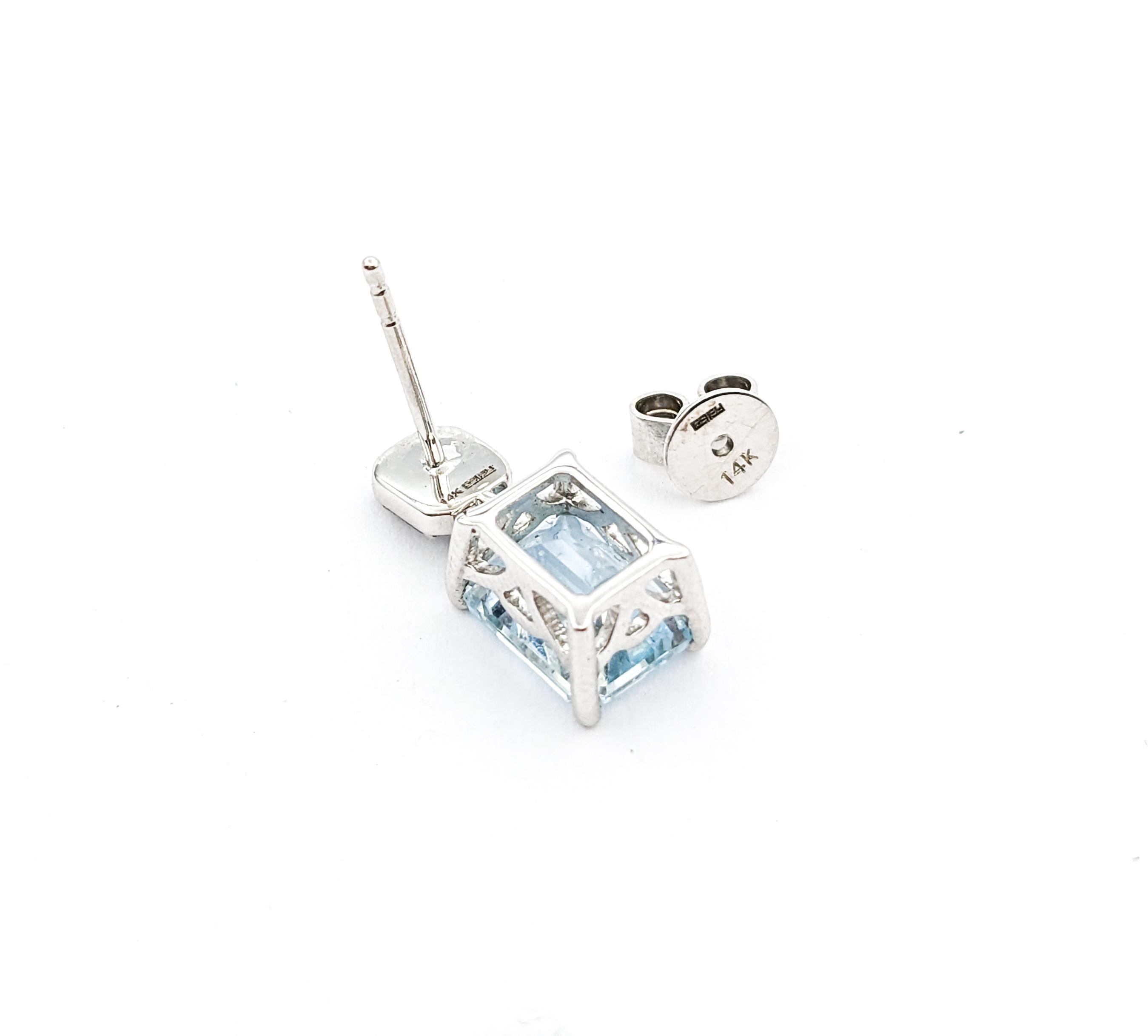 2.85ctw Aquamarine & Diamond Drop Earrings In White Gold 3