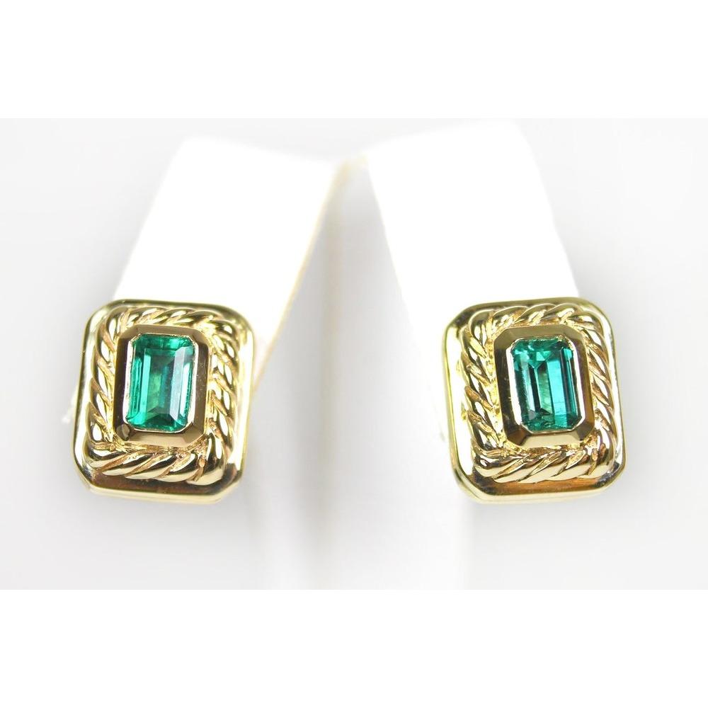 Modern 2.85tcw AAA+ Colombian Emerald Stud Earrings Gold Natural Emerald Women's Studs For Sale