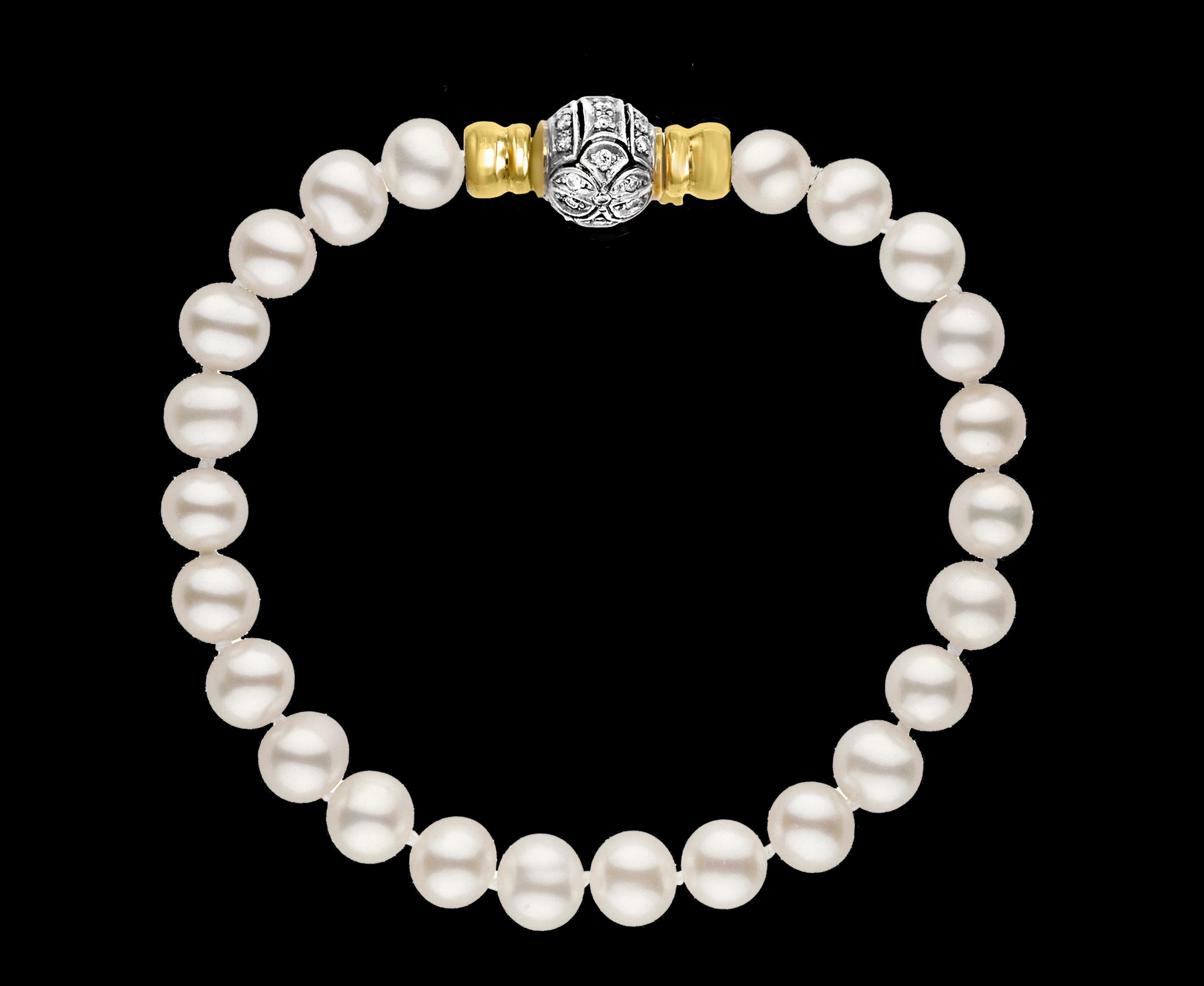 286 Akoya Pearls Strand Necklace and Bracelet Set 18 Karat Gold/ Diamond Clasp For Sale 12