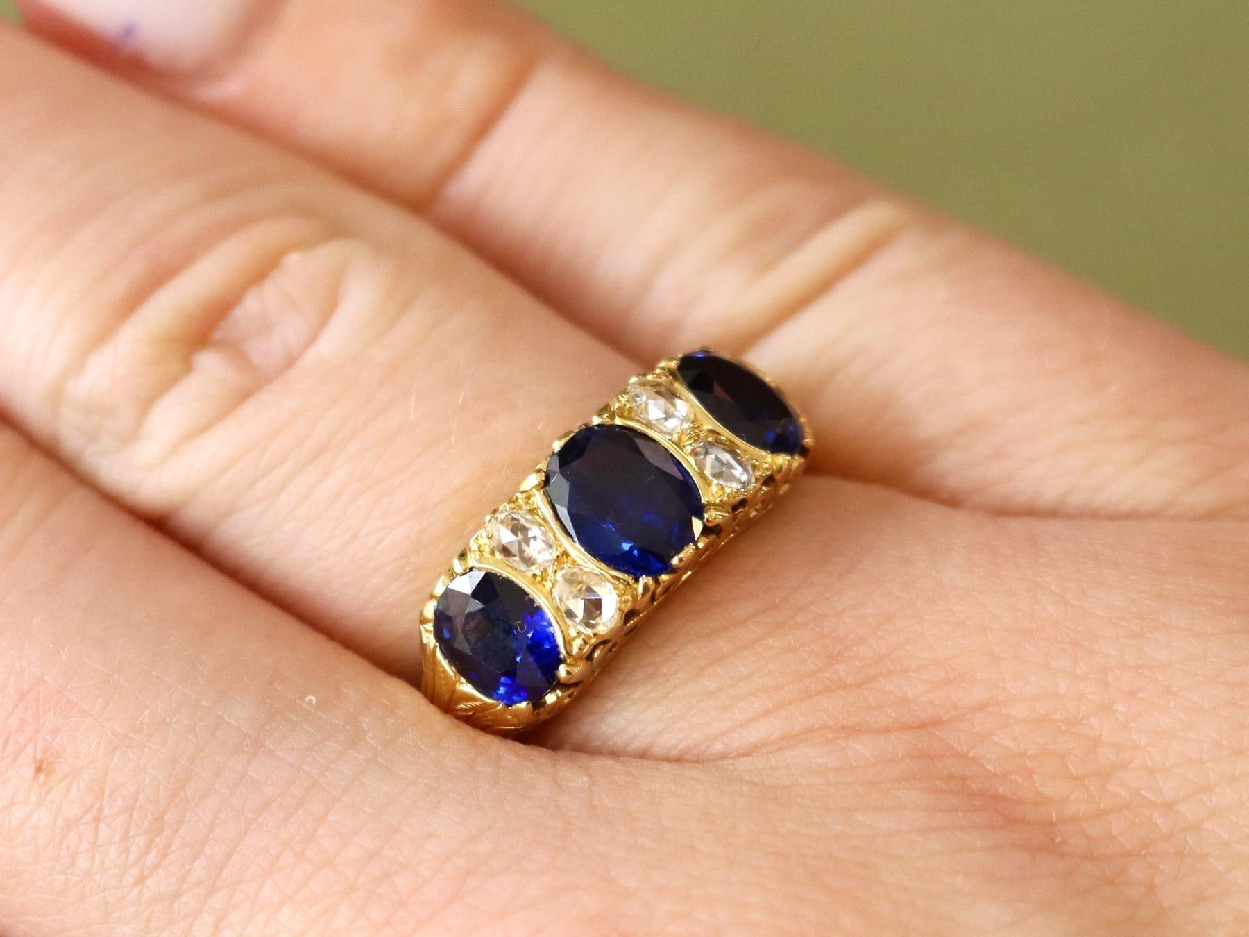 2.86 Carat Basaltic Sapphire 0.28 Carat Diamond 18k Yellow Gold Ring Circa 1980 In condizioni ottime in vendita a Jesmond, Newcastle Upon Tyne