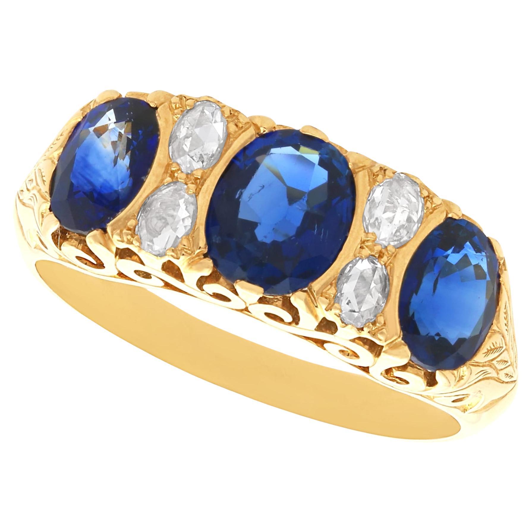 2.86 Carat Basaltic Sapphire 0.28 Carat Diamond 18k Yellow Gold Ring Circa 1980