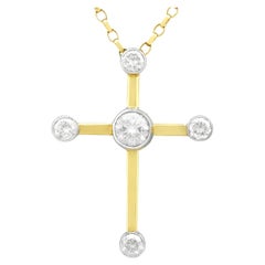 Kreuzanhänger mit 2,86 Karat Diamant und 18 Karat Gelbgold