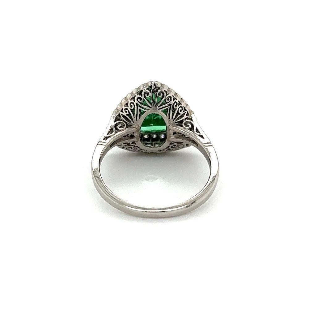 Modern 2.86 Carat IGI Green Trillion Paraiba Tourmaline Diamond Vintage Platinum Ring For Sale