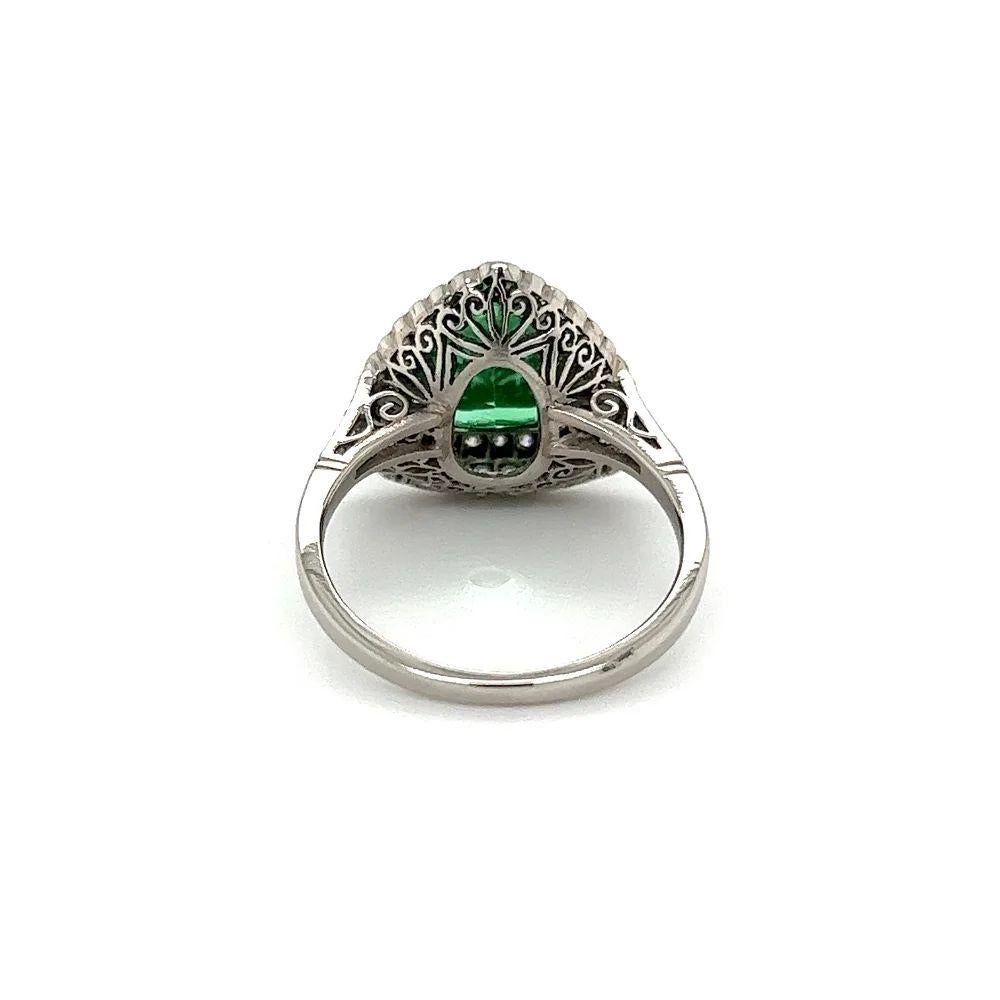 Trillion Cut 2.86 Carat IGI Green Trillion Paraiba Tourmaline Diamond Vintage Platinum Ring For Sale