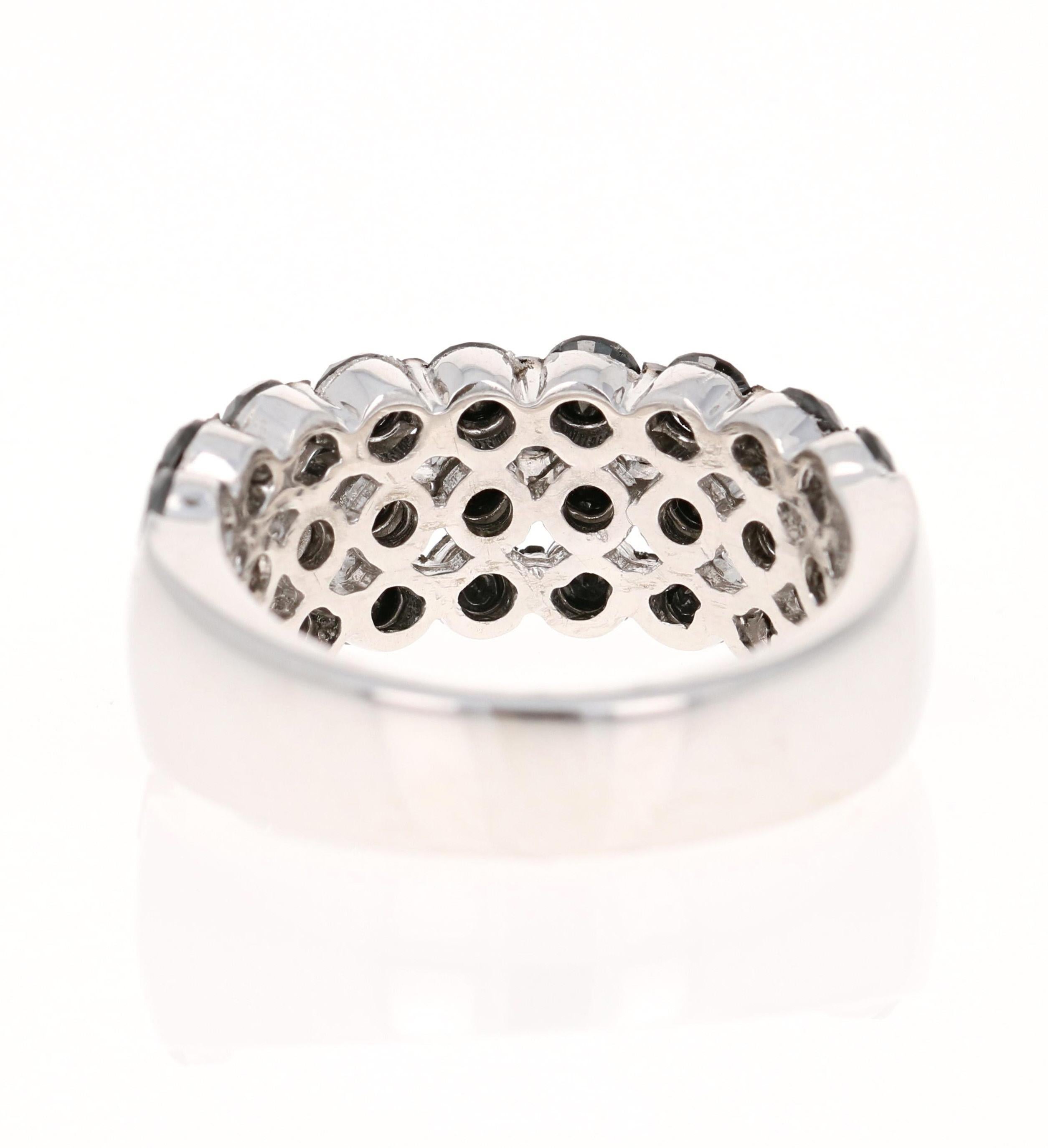 2,86 Karat Natürlicher Schwarzer Diamant 14 Karat Weißgold Band (Zeitgenössisch) im Angebot