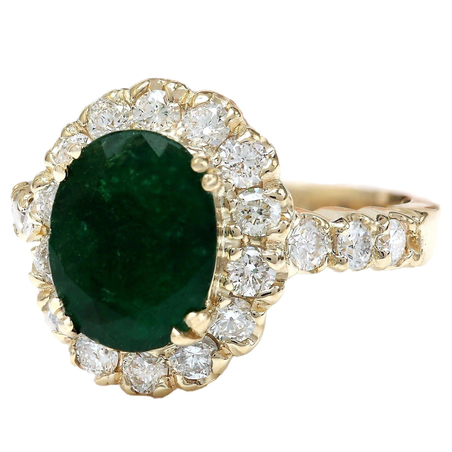 2.86 Carat Natural Emerald 14K Solid Yellow Gold Diamond Ring
 Item Type: Ring
 Item Style: Engagement
 Material: 14K Yellow Gold
 Mainstone: Emerald
 Stone Color: Green
 Stone Weight: 2.02 Carat
 Stone Shape: Oval
 Stone Quantity: 1
 Stone
