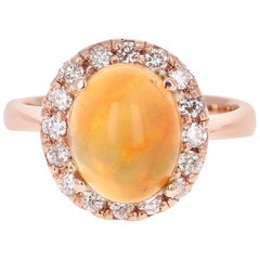 2.86 Carat Opal Diamond 14 Karat Rose Gold Cocktail Ring