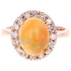 2.86 Carat Opal Diamond 14 Karat Rose Gold Cocktail Ring