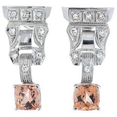 Pendientes Colgantes de Oro con Diamante Topacio Naranja Rosa de 2,86 Quilates