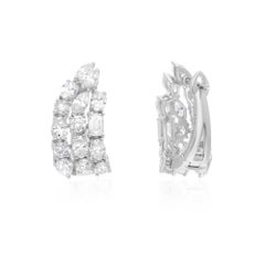 2.86 Carat SI Clarity HI Color Multi Shape Diamond Earrings 14 Karat White Gold
