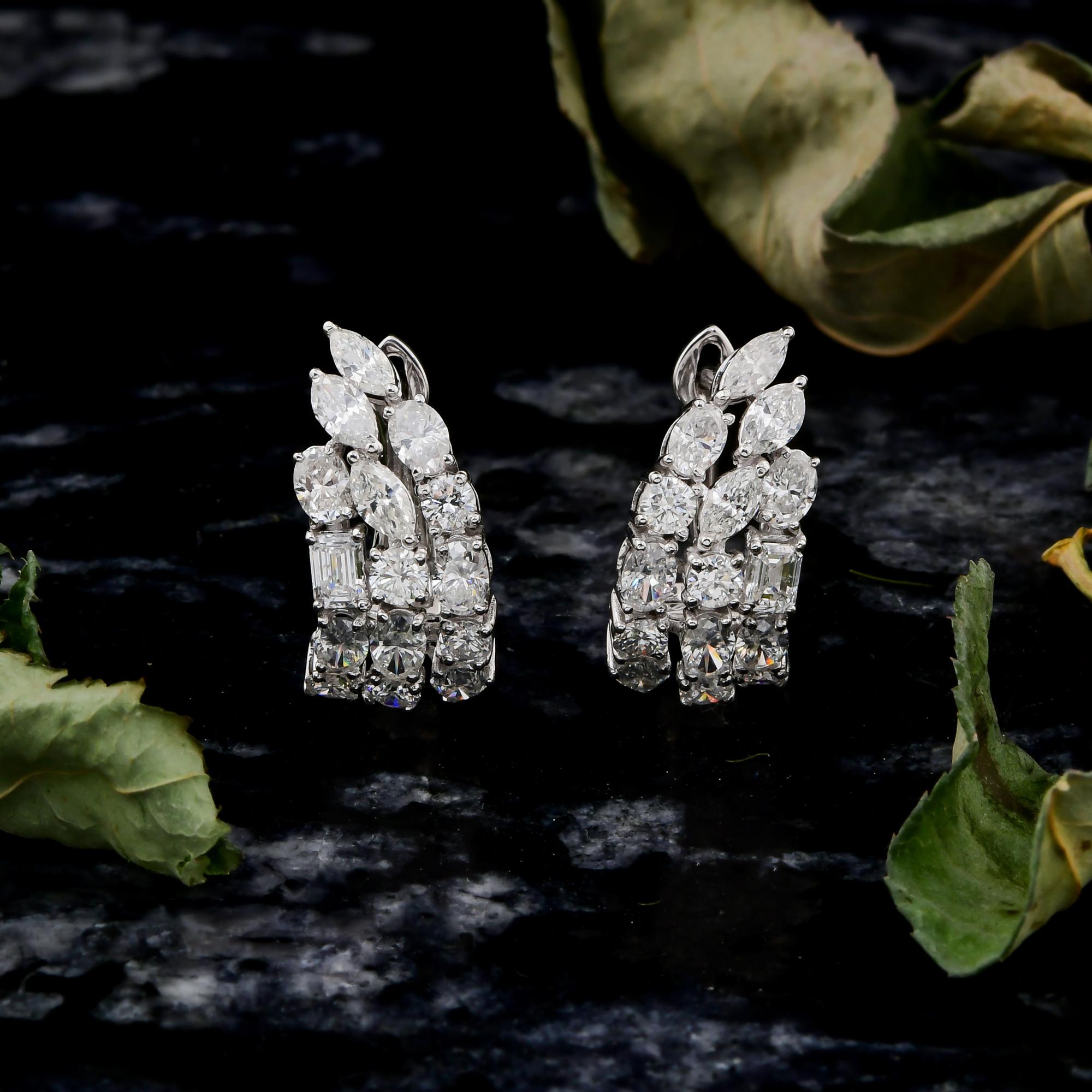 Marquise Cut 2.86 Carat SI Clarity HI Color Multi Shape Diamond Earrings 14 Karat White Gold For Sale