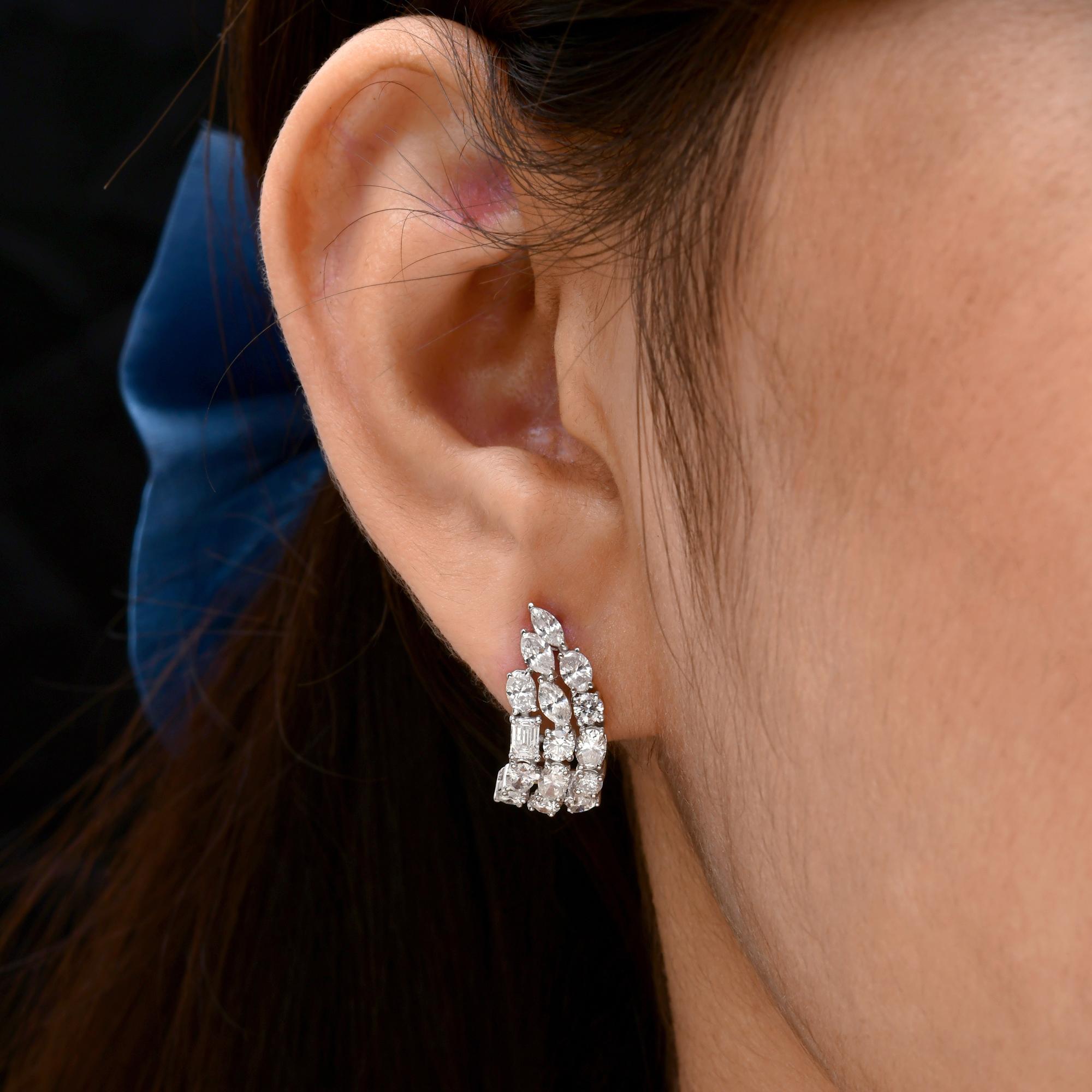 2.86 Carat SI Clarity HI Color Multi Shape Diamond Earrings 14 Karat White Gold In New Condition For Sale In Diera, Dubai