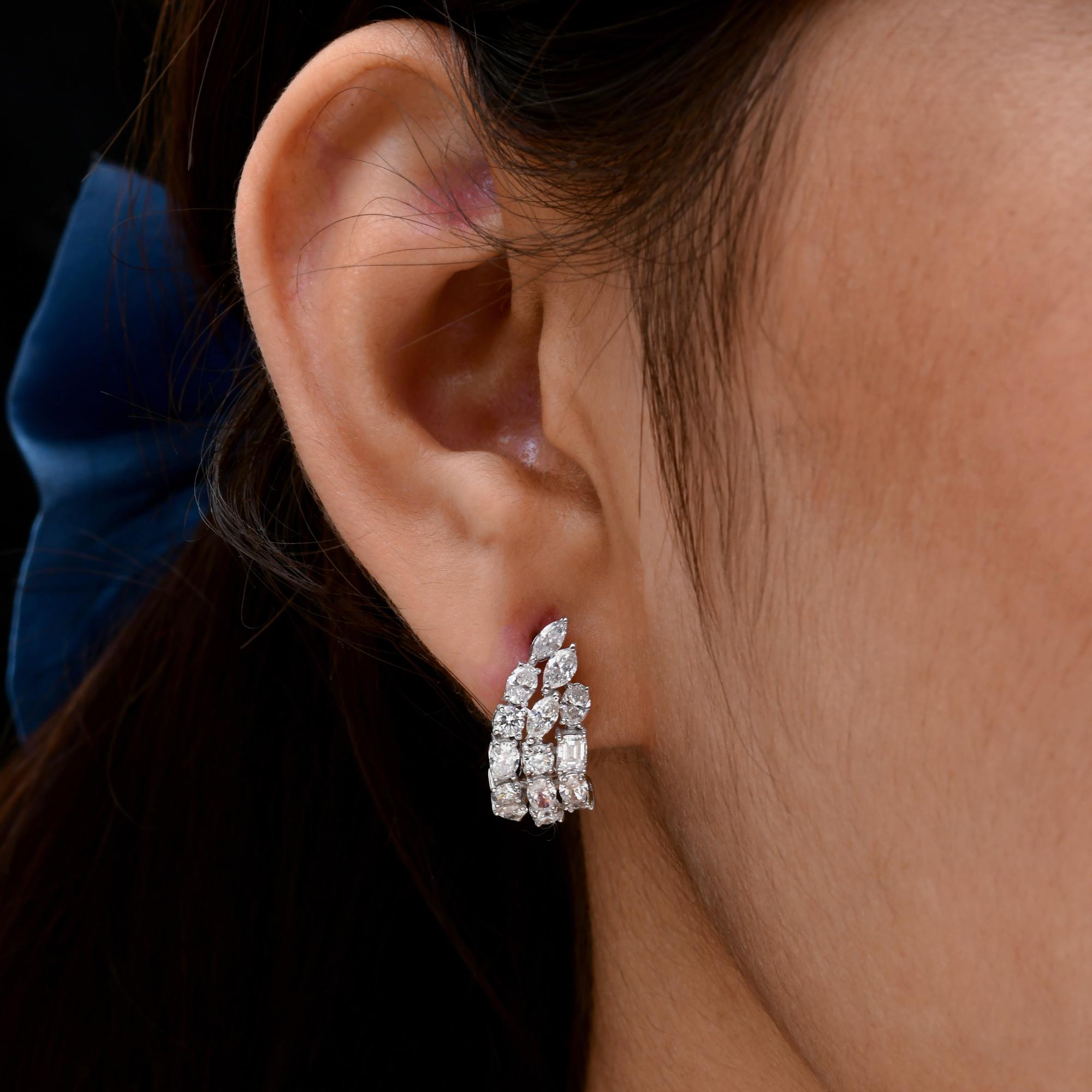Women's 2.86 Carat SI Clarity HI Color Multi Shape Diamond Earrings 14 Karat White Gold For Sale