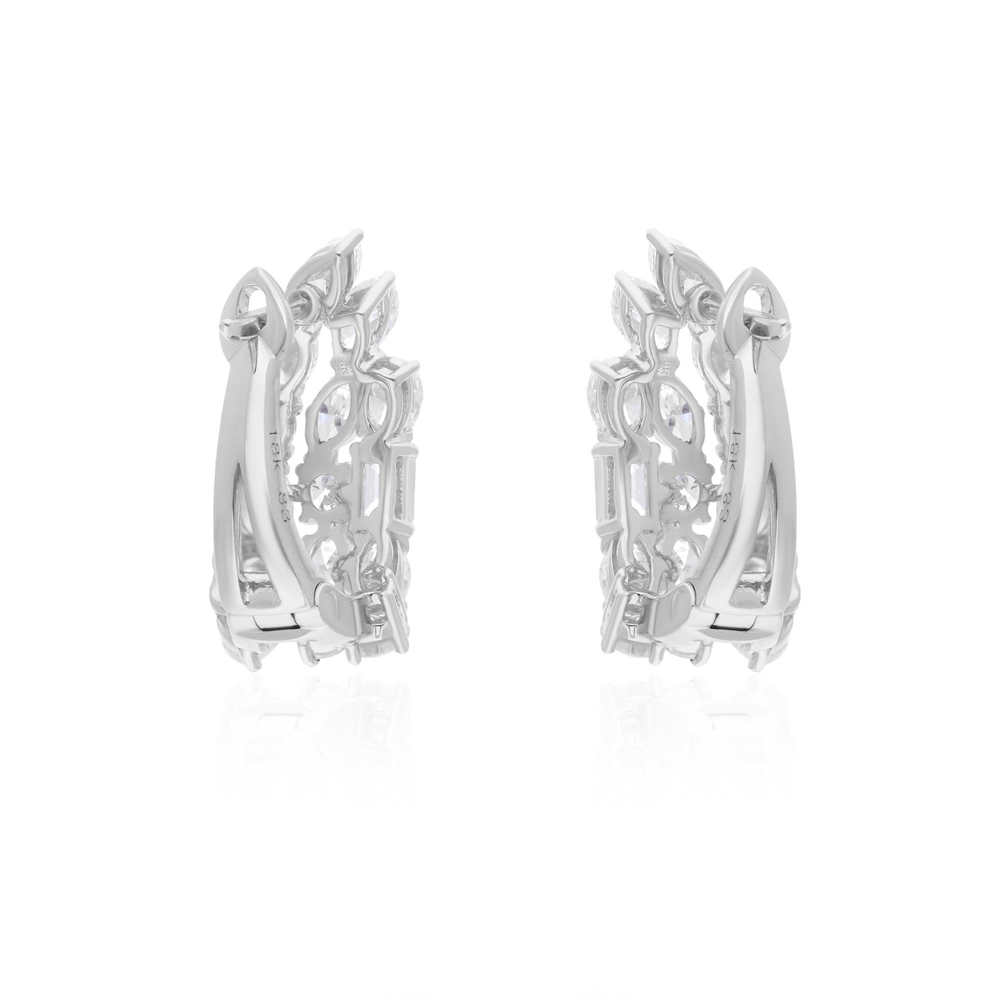 2.86 Carat SI Clarity HI Color Multi Shape Diamond Earrings 14 Karat White Gold For Sale 1