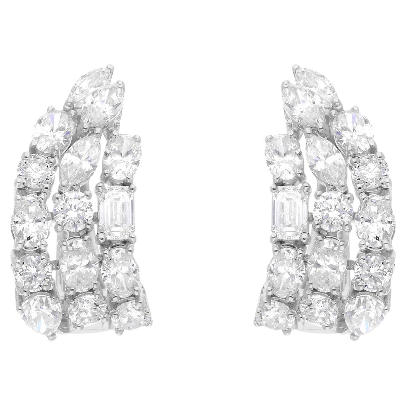 2.86 Carat SI Clarity HI Color Multi Shape Diamond Earrings 14 Karat White Gold For Sale