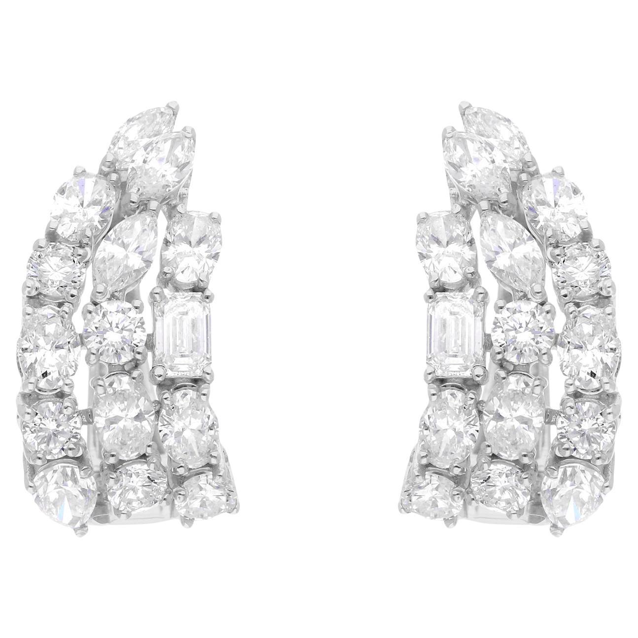 2.86 Carat SI Clarity HI Color Multi Shape Diamond Earrings 14 Karat White Gold For Sale