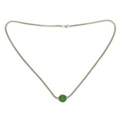 Collar de cadena de oro de 14 quilates con diamantes de 0,18 quilates y tsavorita natural de 2,86 quilates