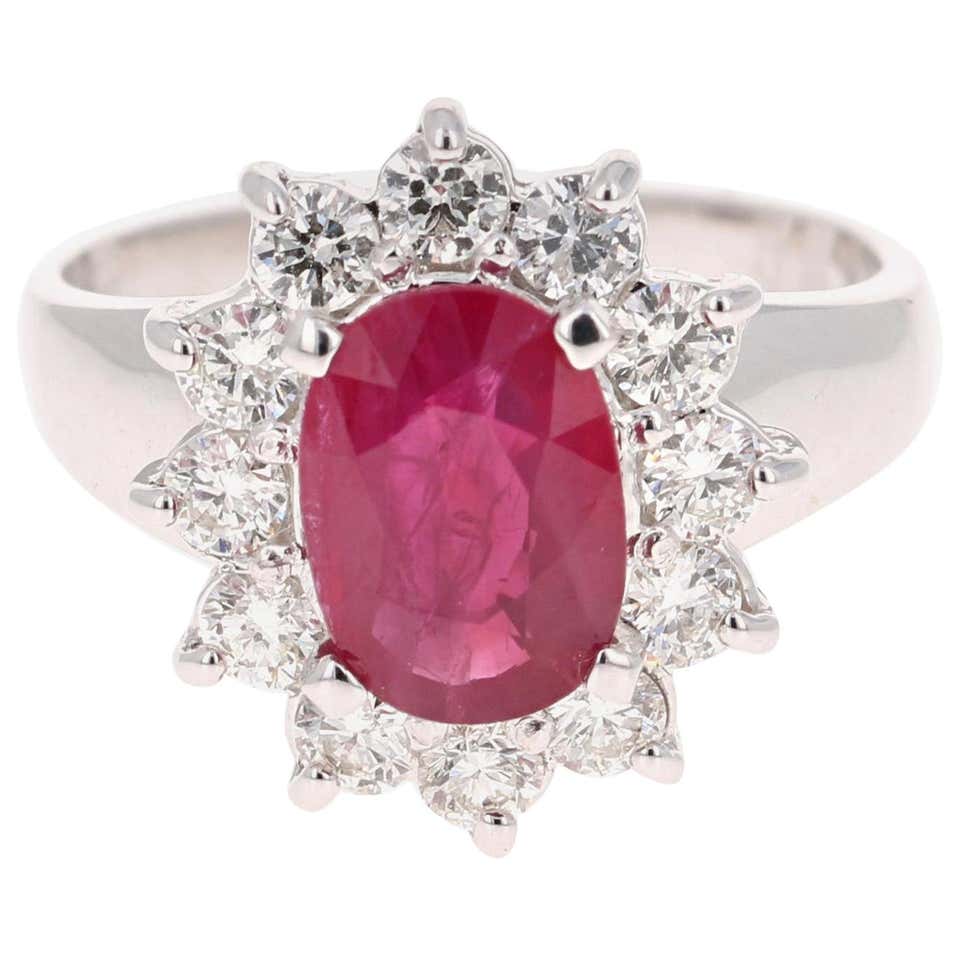 2.97 Carat Ruby Diamond 14 Karat White Gold Ring For Sale at 1stDibs