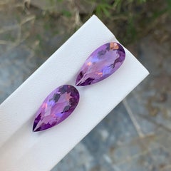 28.60 Carat Natural Loose Amethyst Pair Tear Drop Shape Gem For Earrings