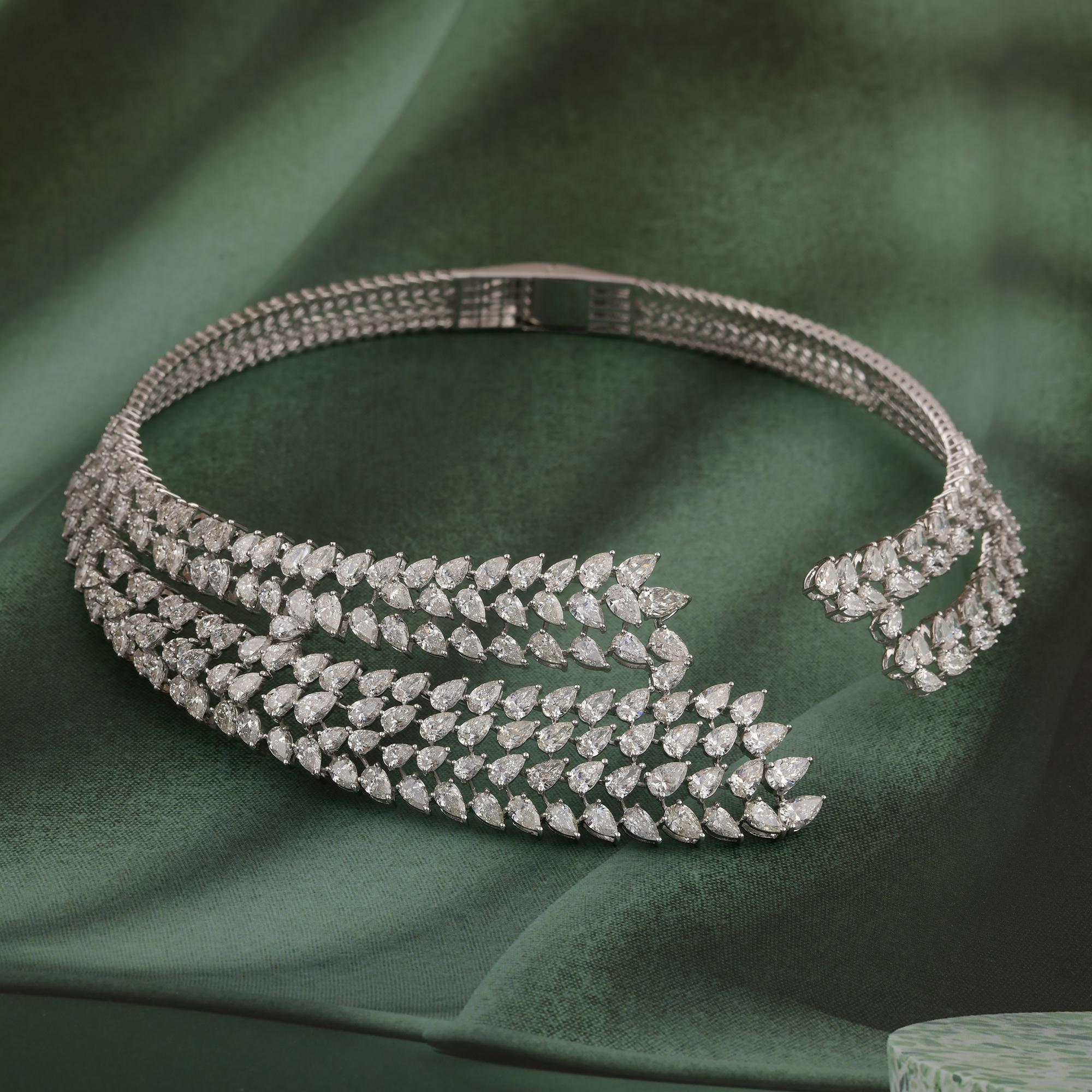 28.60 Carat SI/H Pear Brilliant Cut Diamond Choker Necklace 18 Karat White Gold In New Condition For Sale In Diera, Dubai