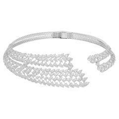 28.60 Carat SI/H Pear Brilliant Cut Diamond Choker Necklace 18 Karat White Gold