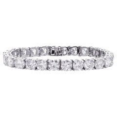 28.65 Carat, 1.20 Carat chacun, Bracelet de tennis en diamant naturel 7".