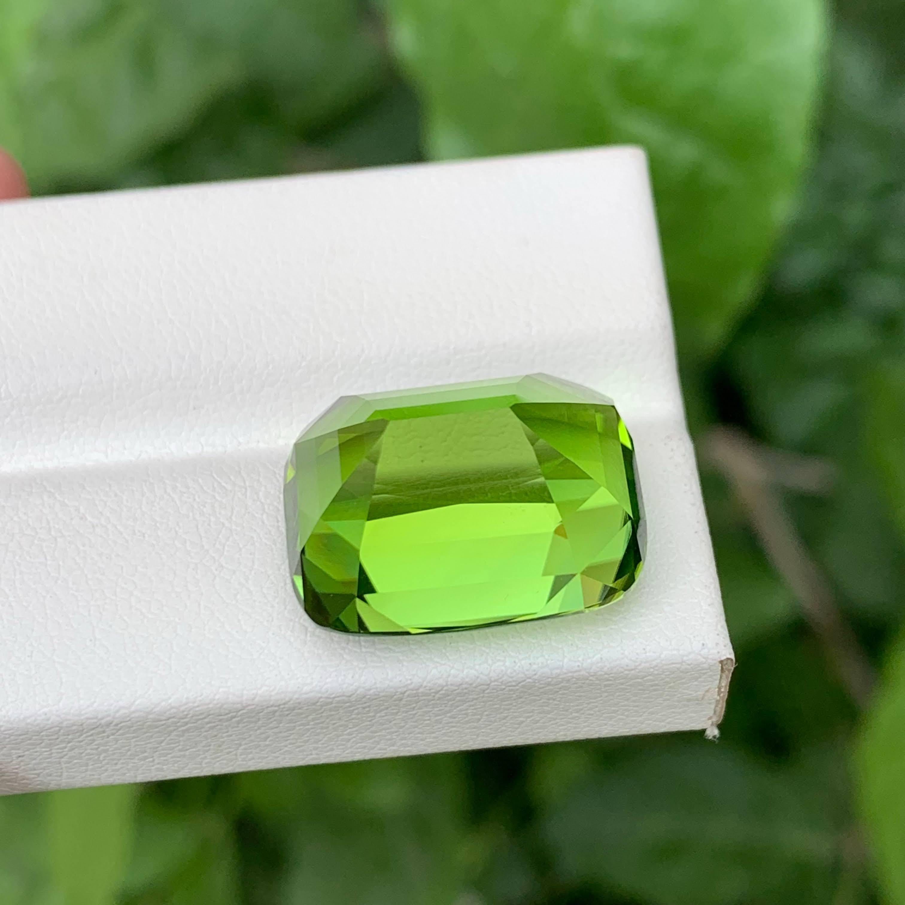 Taille coussin 28.65 Carat Natural Loose Apple Green Peridot Cushion Cut Pakistani Gemstone (pierre précieuse pakistanaise de taille coussin) en vente