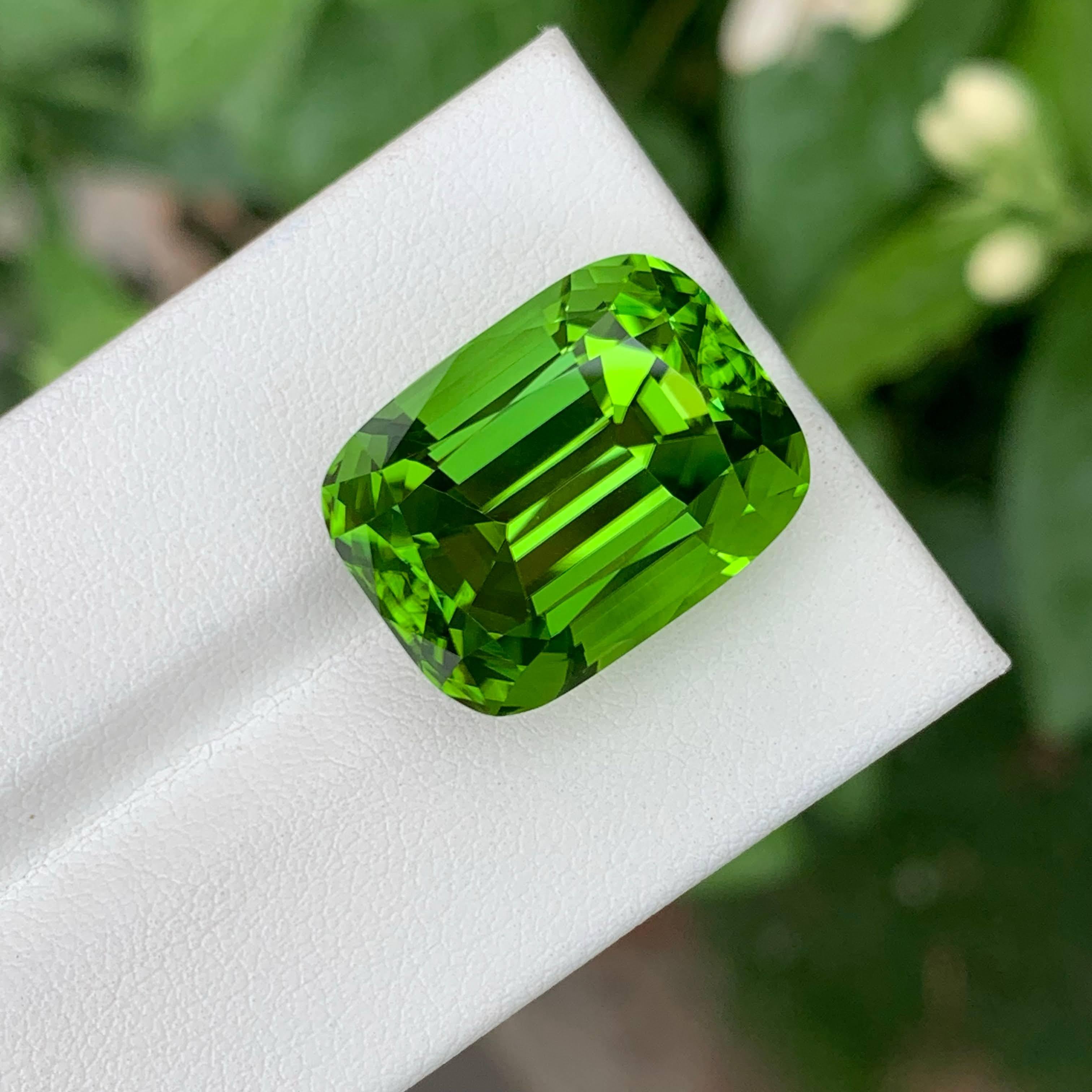 28.65 Carat Natural Loose Apple Green Peridot Cushion Cut Pakistani Gemstone (pierre précieuse pakistanaise de taille coussin) en vente 3