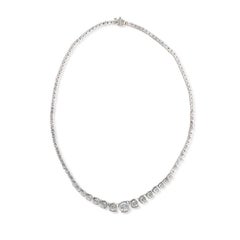 28.68 Carat Round Brilliant Diamond 18 Karat White Gold Riviera Necklace