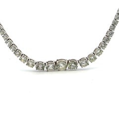 28.68 Carat Round Brilliant Diamond 18 Karat White Gold Riviera Necklace
