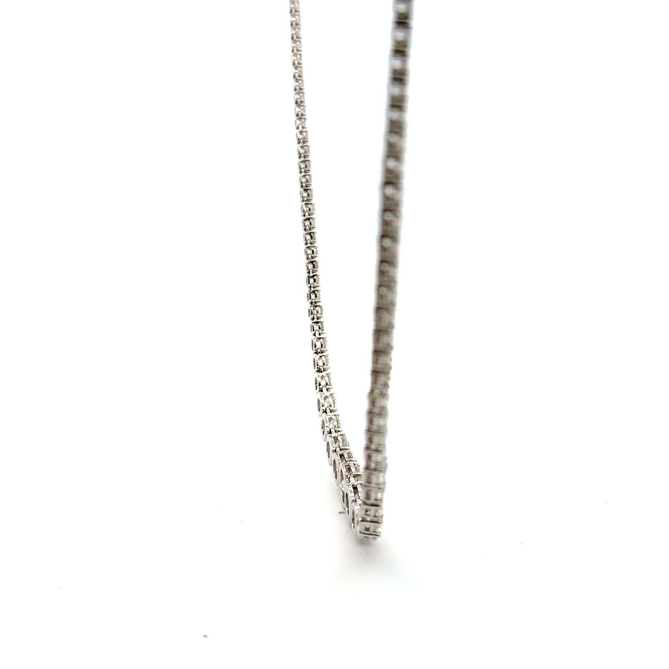Collana Riviera in oro bianco 18 carati con diamanti tondi e brillanti da 28,68 carati in vendita 1