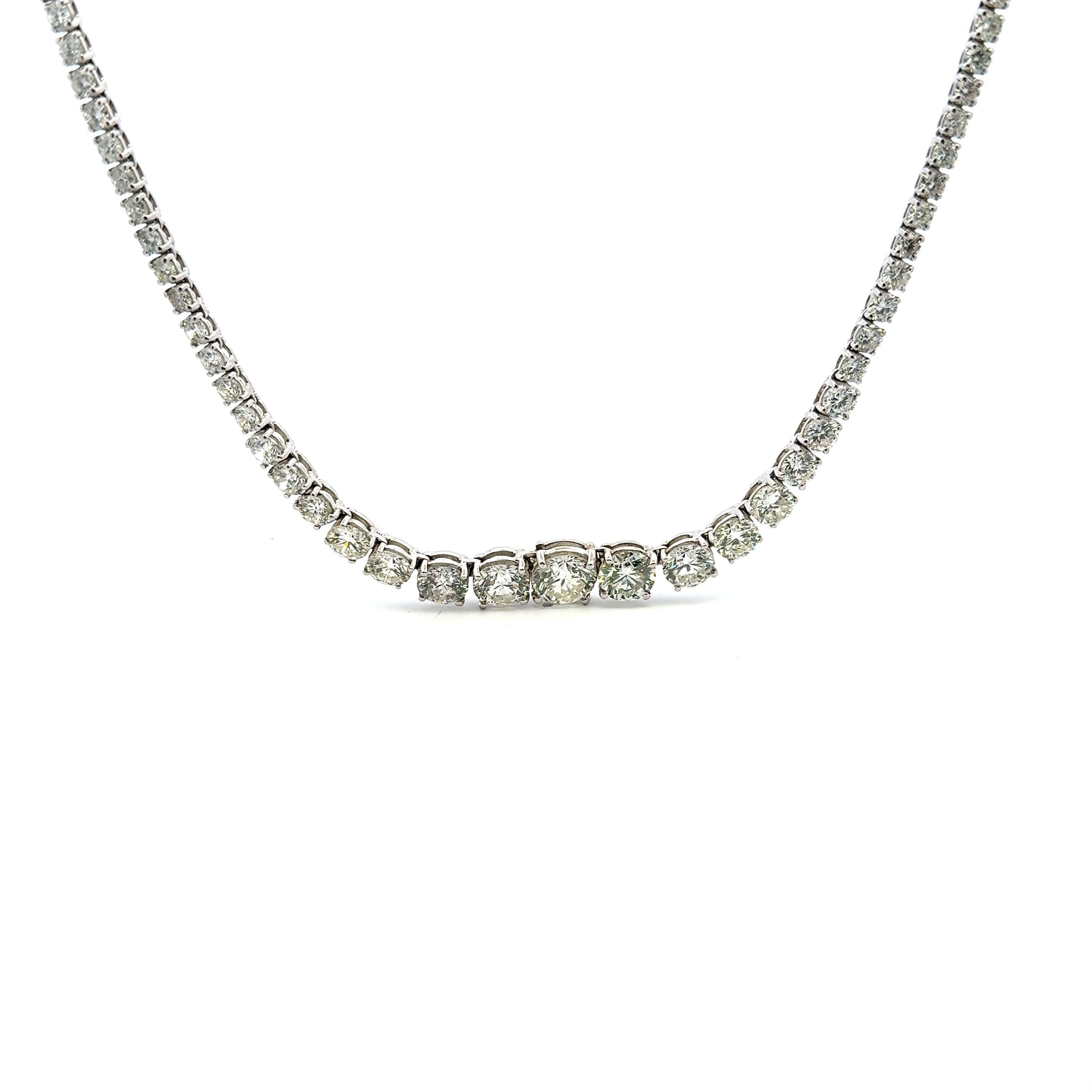 Collana Riviera in oro bianco 18 carati con diamanti tondi e brillanti da 28,68 carati in vendita 4
