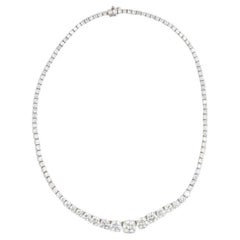 28.68 Carat Round Brilliant Diamond 18 Karat White Gold Riviera Necklace