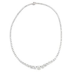 28.68 Carat Round Brilliant Diamond 18 Karat White Gold Riviera Necklace