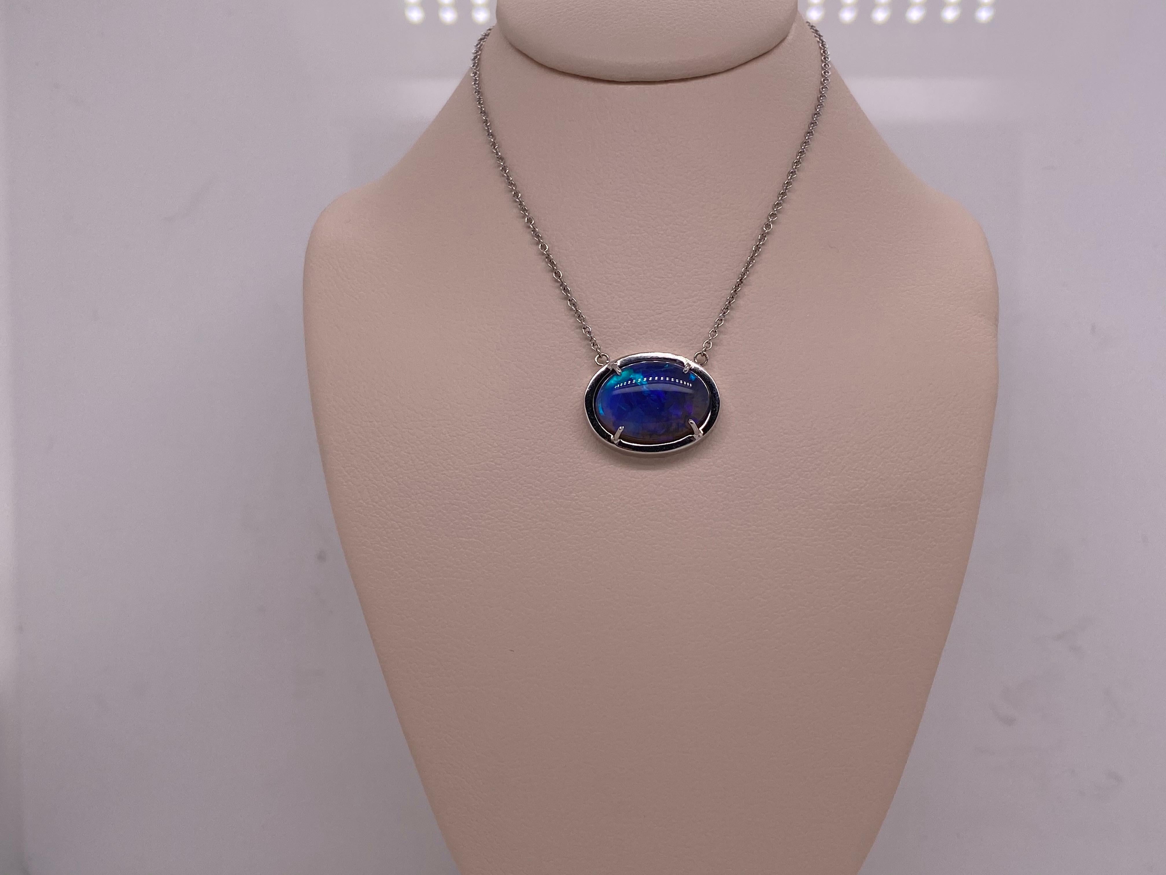 blue opal pendant white gold