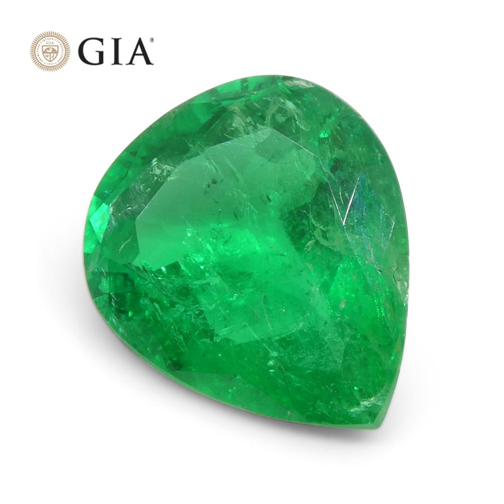 2.86ct Pear Green Emerald GIA Certified Colombia   For Sale 5