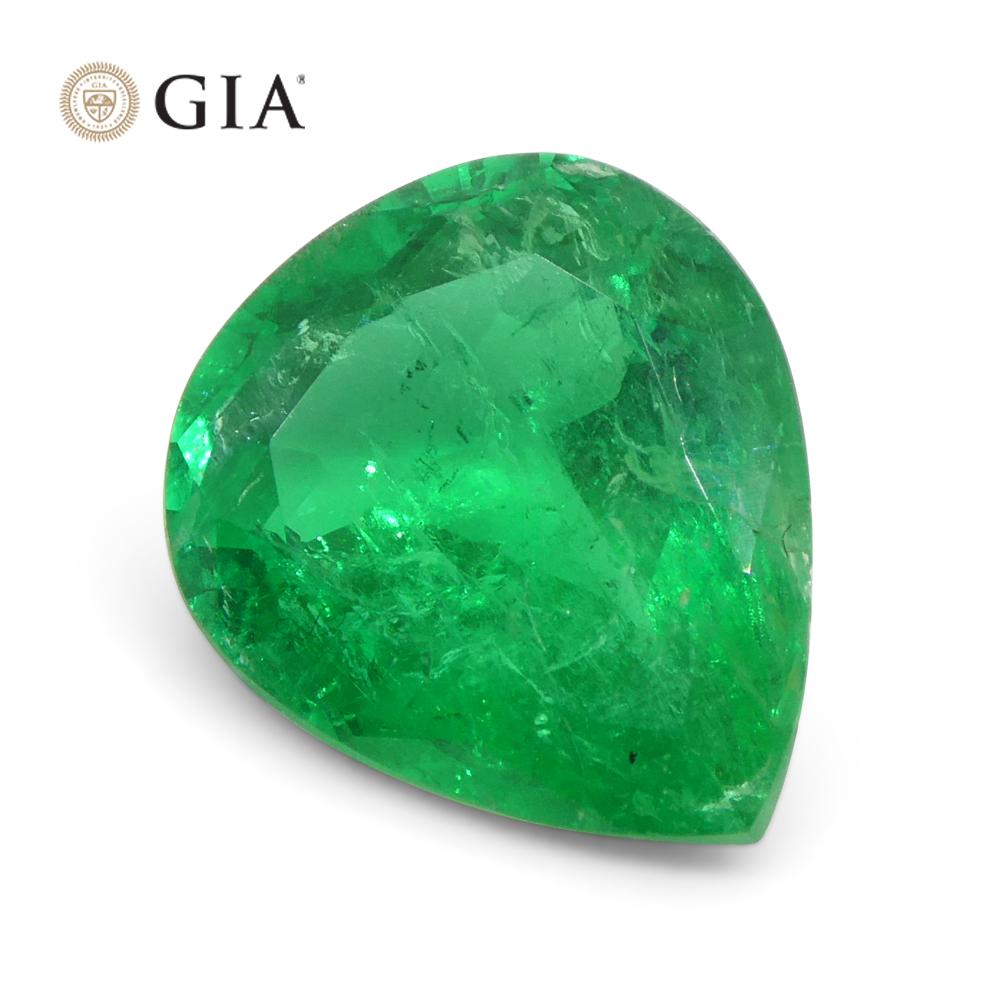 2.86ct Pear Green Emerald GIA Certified Colombia   For Sale 8