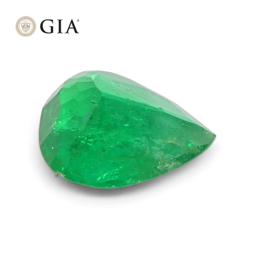 2.86ct Pear Green Emerald GIA Certified Colombia   In New Condition For Sale In Toronto, Ontario