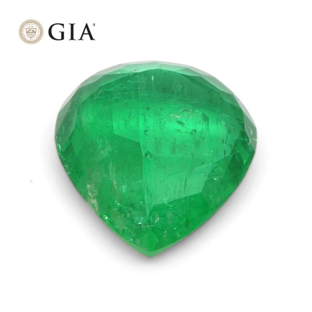 Women's or Men's 2.86ct Pear Green Emerald GIA Certified Colombia   For Sale