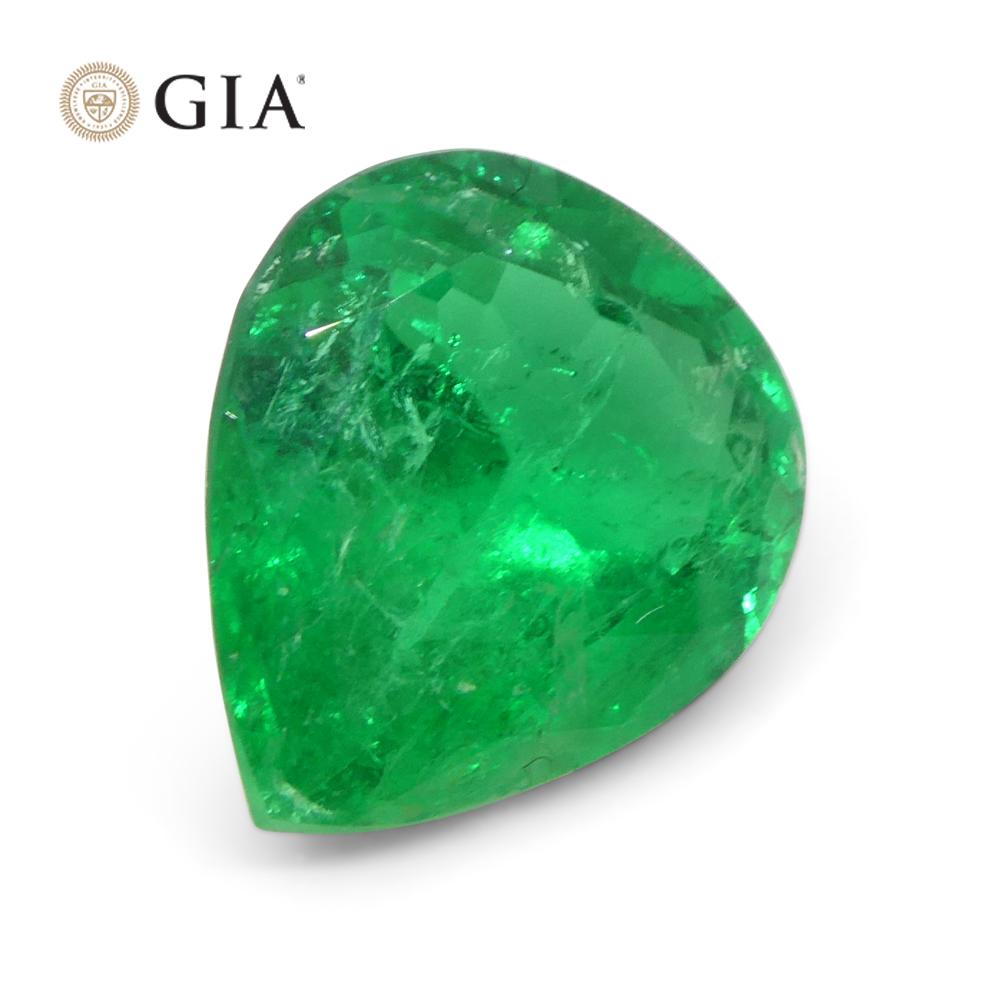 2.86ct Pear Green Emerald GIA Certified Colombia   For Sale 2