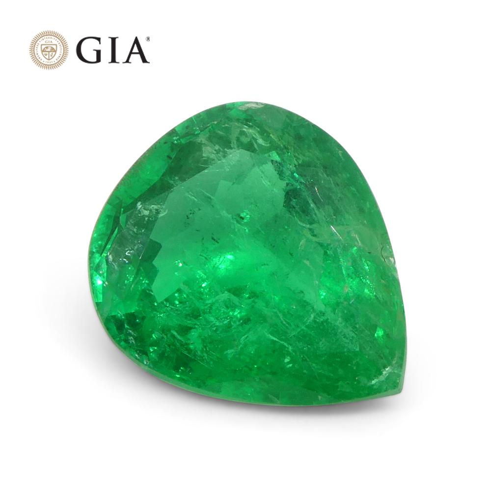 2.86ct Pear Green Emerald GIA Certified Colombia   For Sale 4