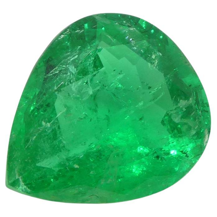 2.86ct Pear Green Emerald GIA Certified Colombia  