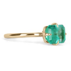 2.86cts 14K Colombian Emerald-Emerald Cut Solitaire Engagement Ring