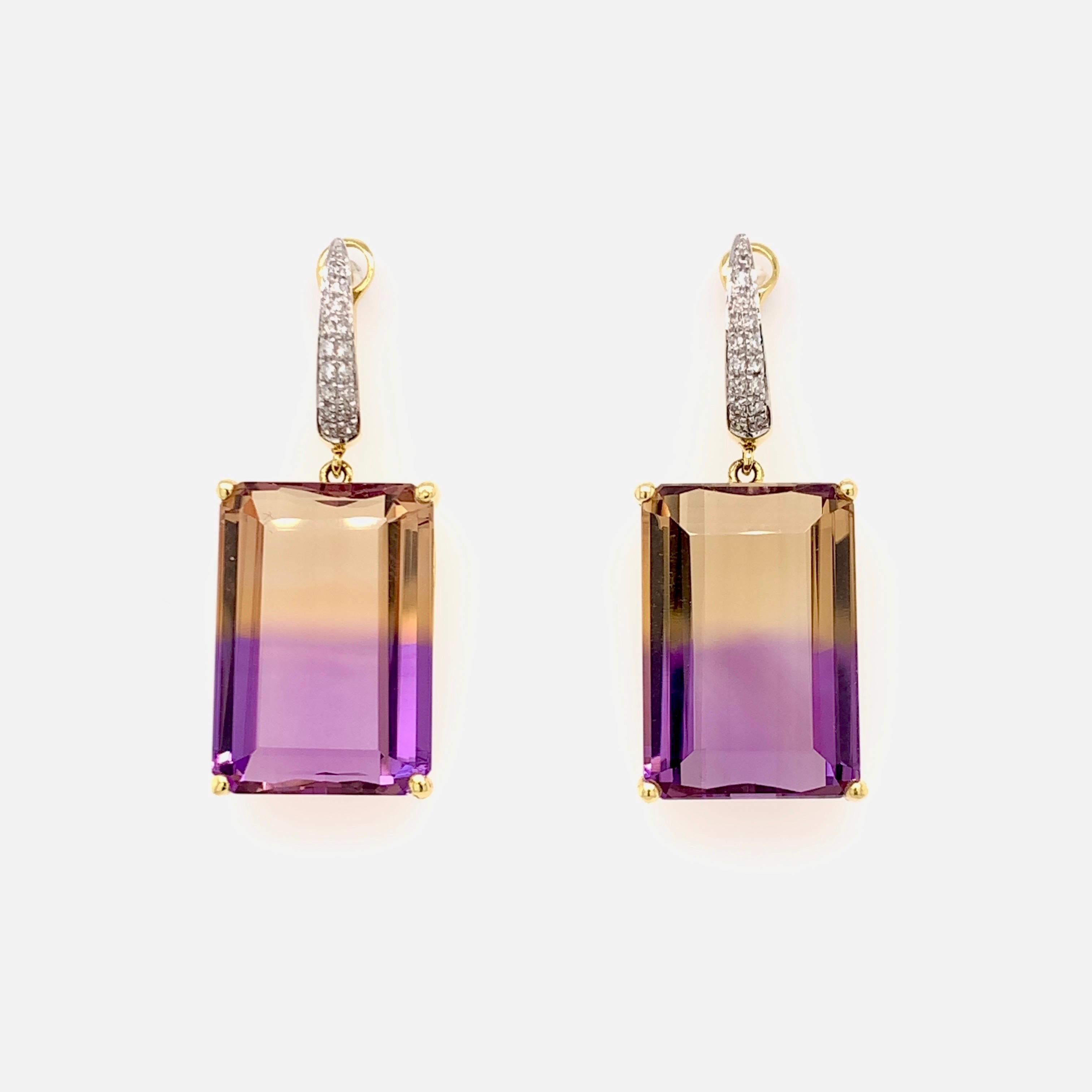 Contemporary 28.7 Carat Ametrine Dangling Earrings