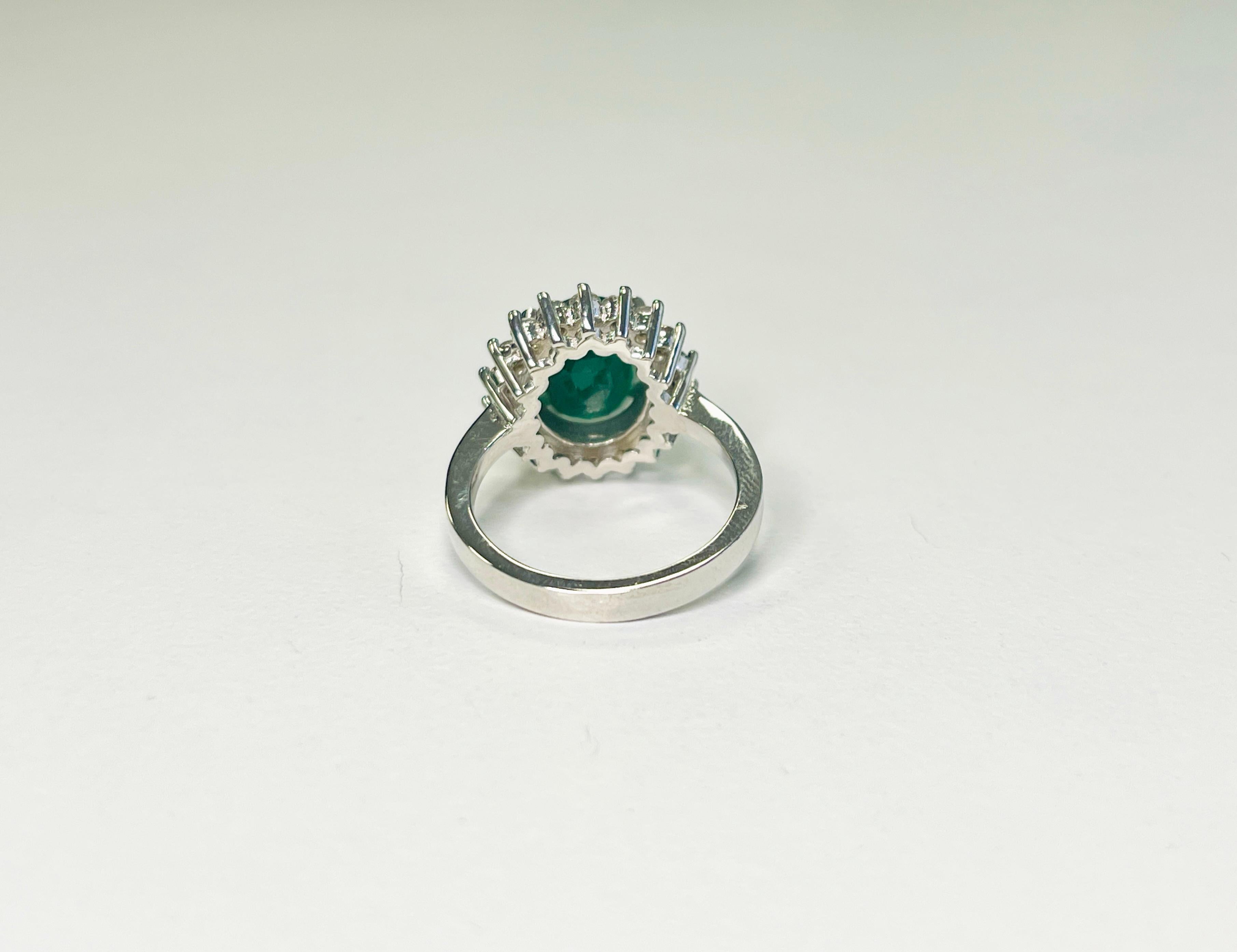 Femenino o masculino Anillo de oro blanco de 14 quilates con diamante natural esmeralda de 3,62 quilates