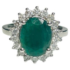 2.87 Carat Emerald Diamond 14K White Gold Ring