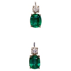2.87 Carat Emerald Diamond White Gold Earrings