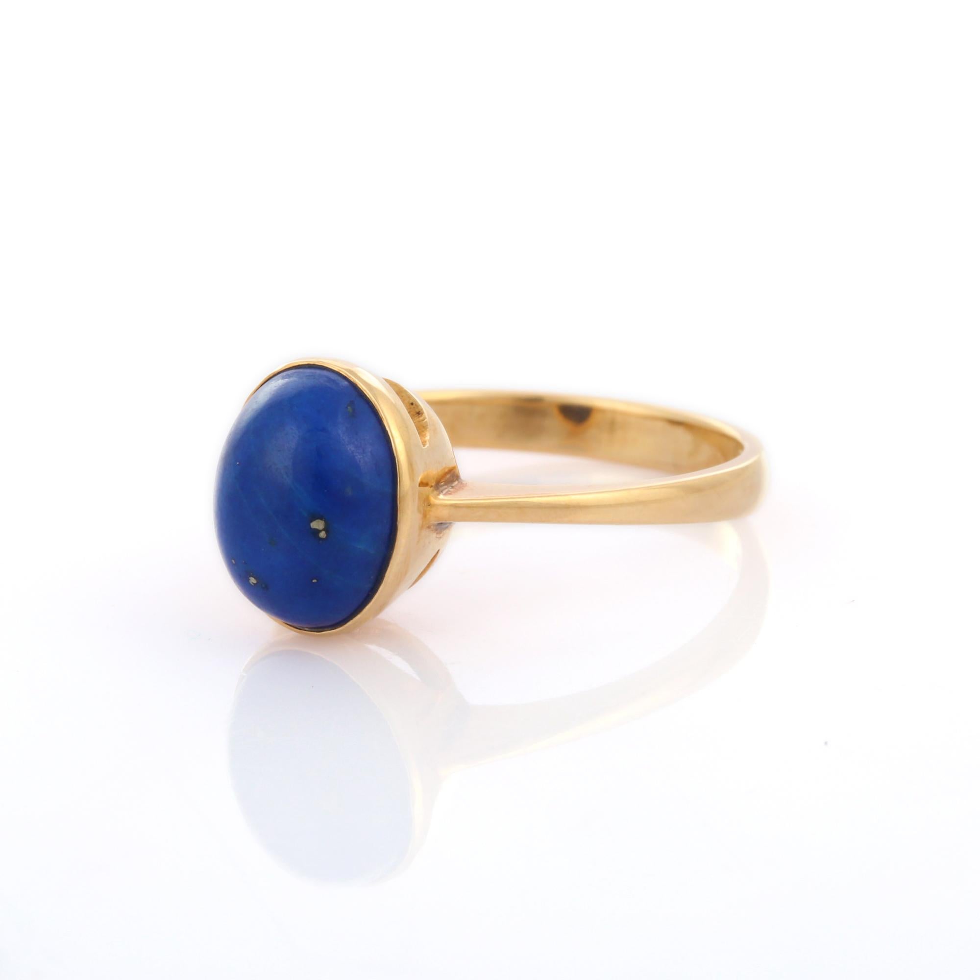 For Sale:  2.87 Carat Lapis Lazuli Solitaire Ring in 18K Yellow Gold  3